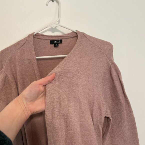 A.N.A Long Sleeve Duster Cardigan Sweater Mauve Pink Purple Open Front Winter M - Picture 5 of 16
